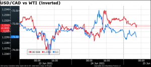 USD/CAD vs WTI
