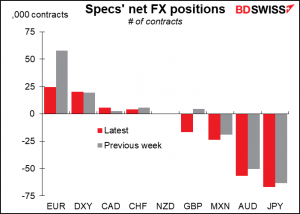 Specs' net FX positions