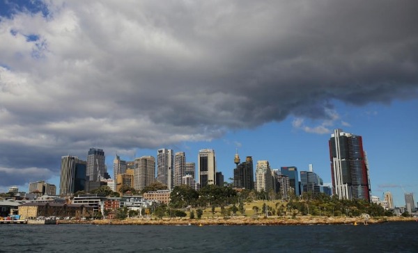 Commercial properties line the western side of Sydney's Central Business District in Australia,