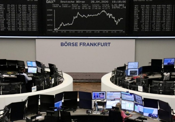 The German share price index DAX graph is pictured at the stock exchange in Frankfurt, Germany