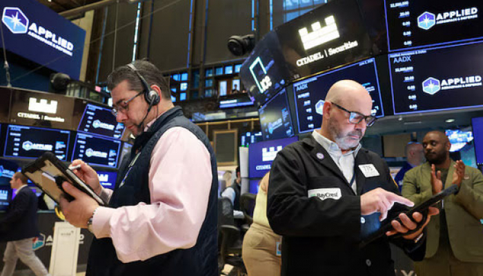 Dow Hits Record High, S&P 500 Up; Chips Drag Nasdaq