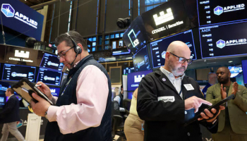 Dow Hits Record High, S&P 500 Up; Chips Drag Nasdaq
